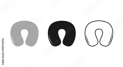 Set of three neck pillow icons in different styles.