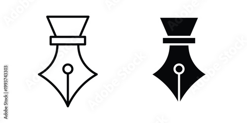Fountain pen icon solid glyph and line series icons