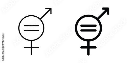 Gender equality icon solid glyph and line series icons