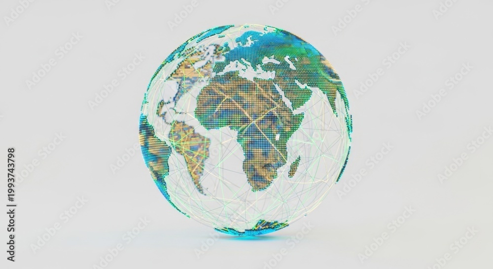 Fototapeta premium Digital Globe with Global Network Overlay