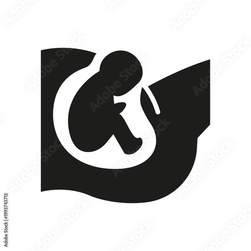 Fetus ultrasound side view icon. Simple black prenatal baby silhouette icon for pregnancy, maternity and medical healthcare design. Vector illustration.
