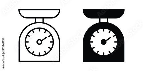 Kitchen scales icon solid glyph and line series icons