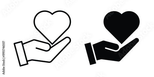 Love icon solid glyph and line series icons