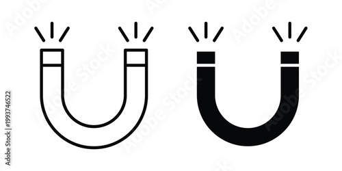 Magnet icon solid glyph and line series icons