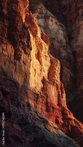 Sunlit Canyon Rock Face
