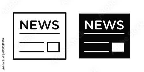 News icon solid glyph and line series icons