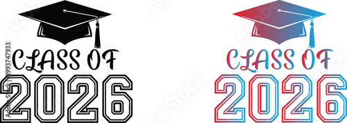 Class of 2026 graduation announcement black and color variations