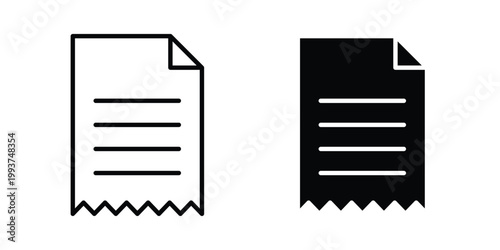 paper check receipt icon solid glyph and line series icons