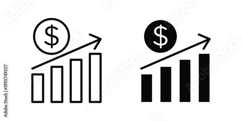 Profit growth icon solid glyph and line series icons