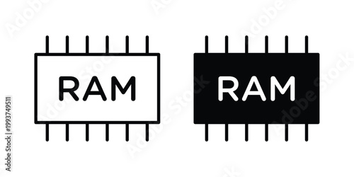 Ram memory icon solid glyph and line series icons