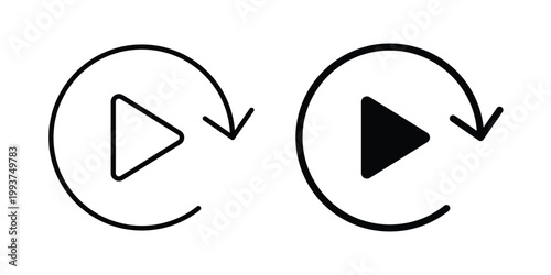 Replay icon solid glyph and line series icons