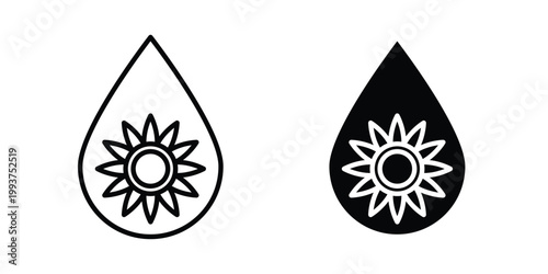 Sunflower oil icon solid glyph and line series icons