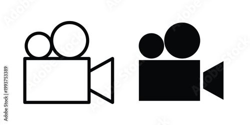 TV camera icon solid glyph and line series icons