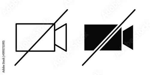 Video off icon solid glyph and line series icons
