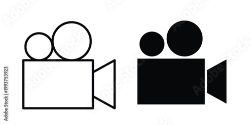 Video camera icon solid glyph and line series icons