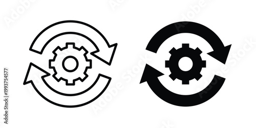 Workflow process icon solid glyph and line series icons
