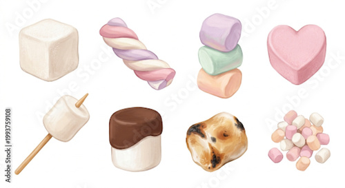 Collection of Soft Marshmallows in Various Shapes and Styles