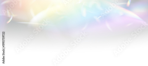 Abstract neon prism light on transparent PNG background. Soft holographic rainbow flare and refraction glow overlay. Clean vector crystal sparkle accents.