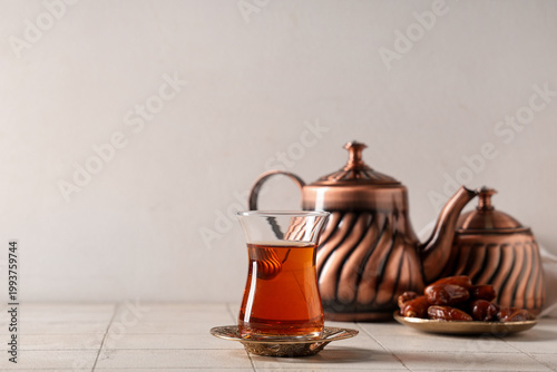 Glass of Turkish tea with t...