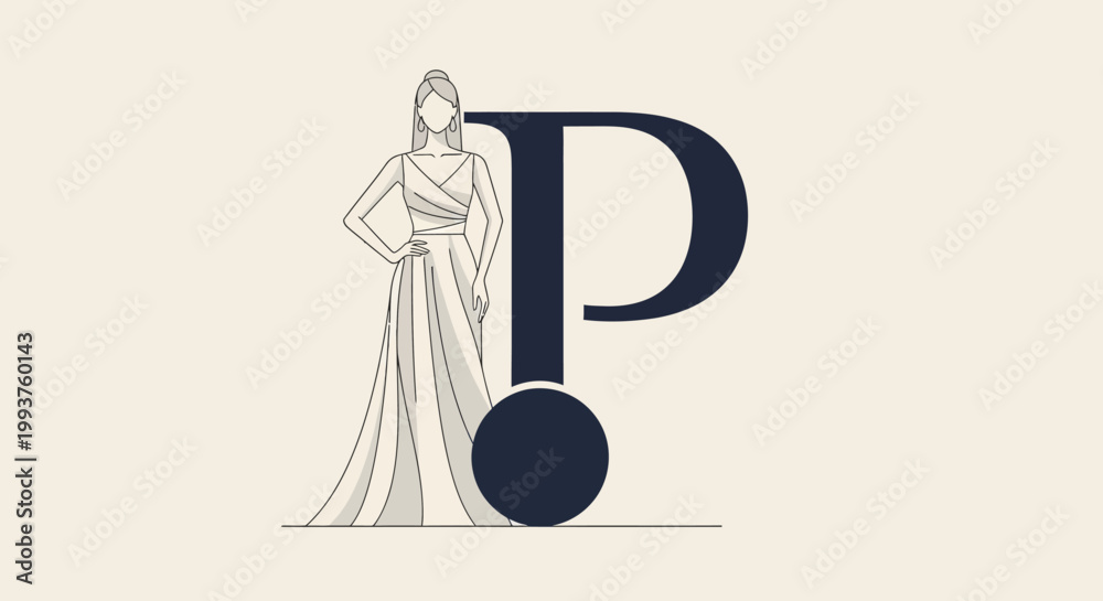 Fototapeta premium Elegant woman in dress logo design.