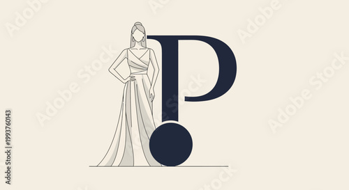 Elegant woman in dress logo design.