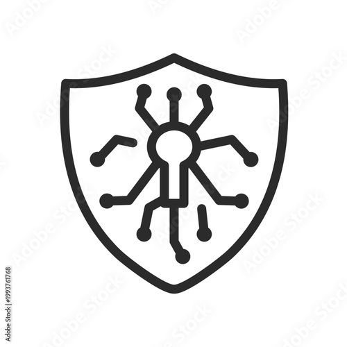Cyber Security Shield icon. Simple line Cyber Security Shield icon for data protection, antivirus concept, network safety, digital privacy and web design. Vector illustration