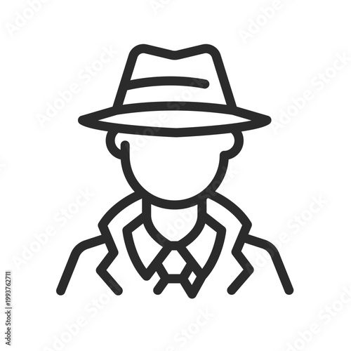 Detective Agent icon. Simple line Detective Agent icon for private investigator, secret service, crime investigation and surveillance concept. Vector illustration