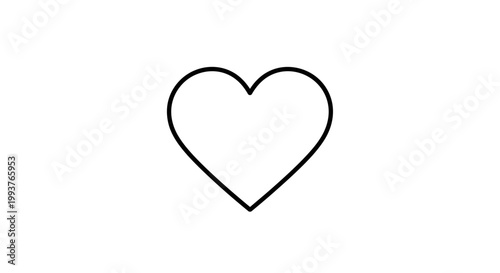 Outline of a heart shape on white background for design or symbolism