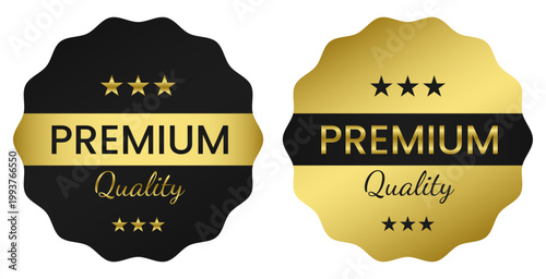 Set of premium quality gold and black seal badges for product authentication
