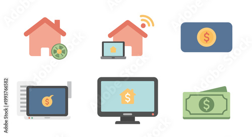 House icons home finance technology concepts in vector illustration