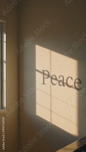 Sunlight Casting 'Peace' Word on Wall