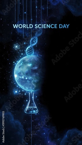 World Science Day Concept with DNA and Globe