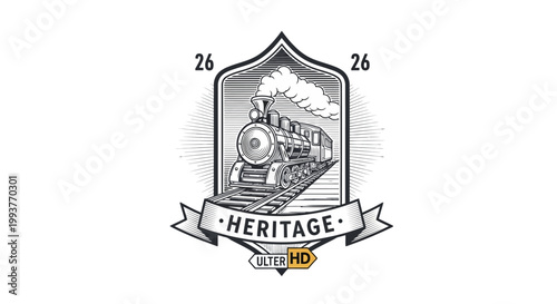 Vintage steam train heritage logo design.