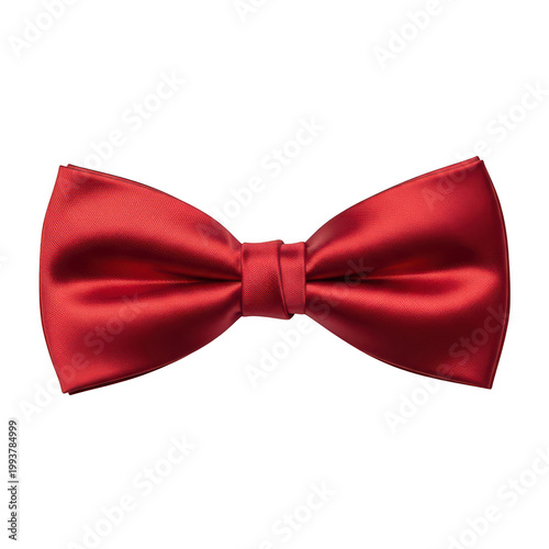 A vibrant red satin bow with a classic elegant design and symmetrical shape isolated png