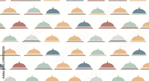 Seamless Pattern of Food Cloches in Pastel Colors