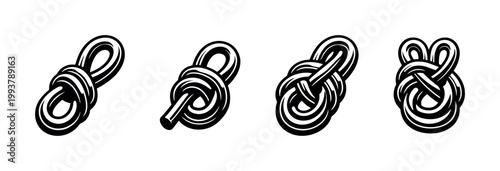 Illustration of nautical knots set vector style black and white clipart