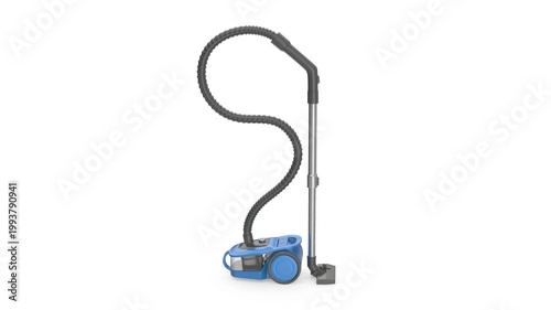 Blue bagless vacuum cleaner on white background