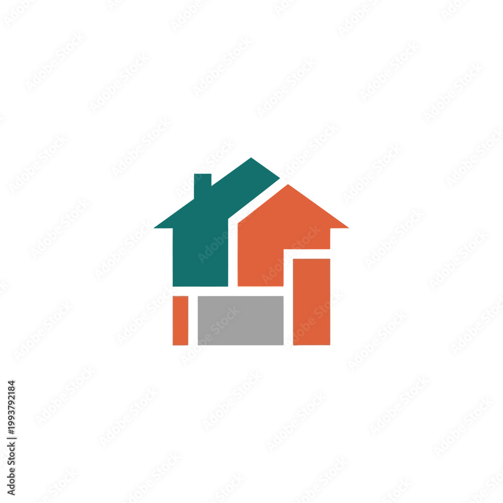 Fototapeta premium Abstract geometric house logo design, modern real estate icon