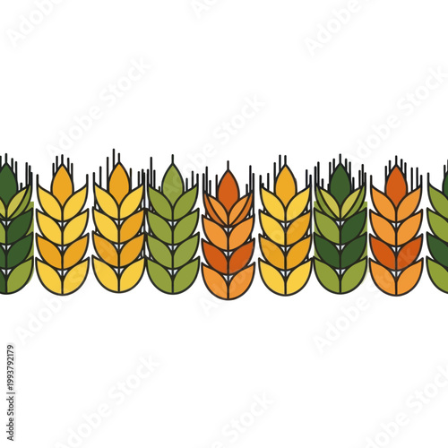 Seamless Wheat Border Pattern