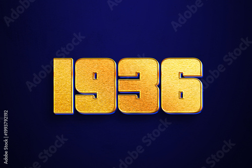 Fancy golden text style of number 1936 on blue background.