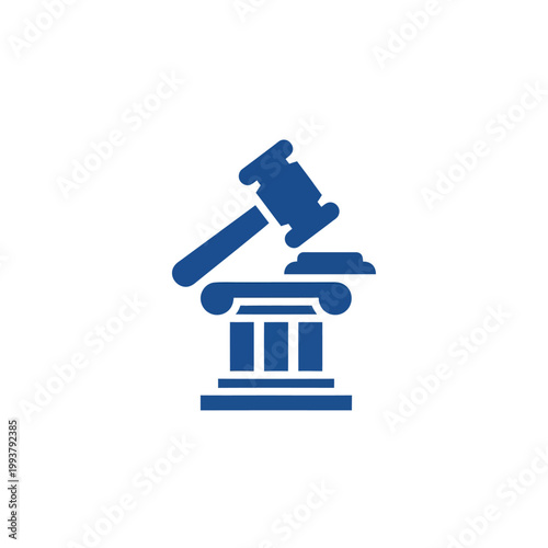 Justice Gavel and Pillar Icon - Legal System Symbol