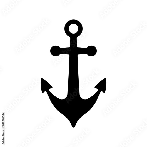 Ship anchor icon. Black silhouette. Front view. Vector simple flat graphic illustration. Isolated object on a white background.