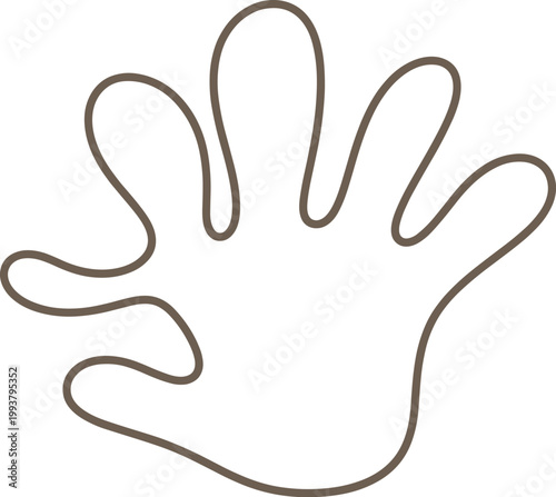 Fotografía Outline of a Hand with Five Fingers on White Background