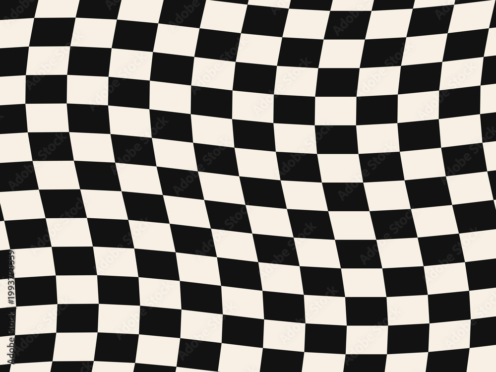 Obraz premium Psychedelic Checker Wave Groovy Pattern Design