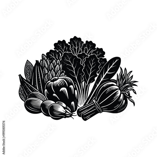 Farm fresh food silhouettes vegetable bundle