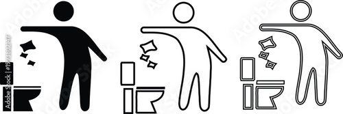 Bathroom silhouette pictogram series a visual guide to toilet use and hygiene