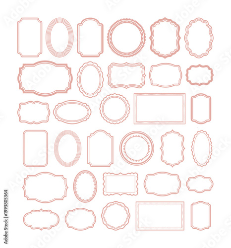 Pink elegant frames and labels collection with ornate borders for luxury branding designs.