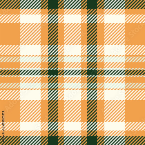 Garment texture fabric tartan, color seamless background textile. Worldwide vector check plaid pattern in orange and light colors.