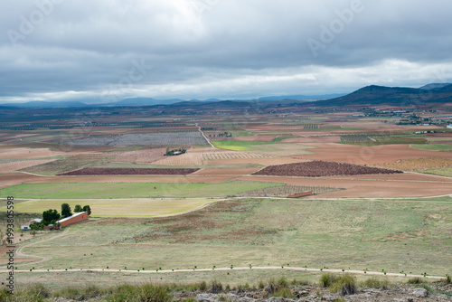 Aerial view with beautiful autum landscape in Castilla la Mancha. Toledo, Spain