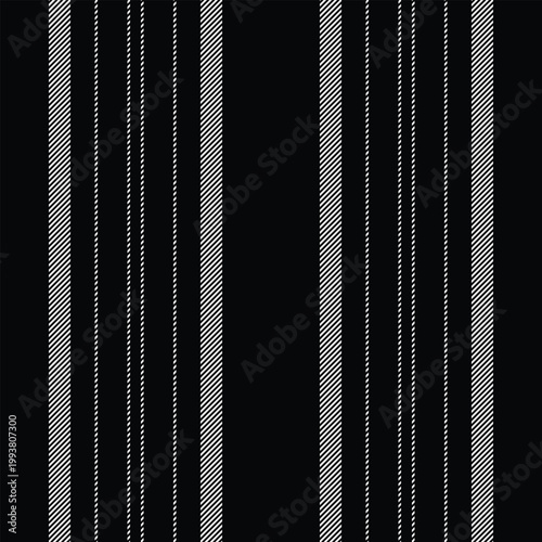 Geometrical lines fabric vector, harmony background pattern texture. Gade vertical textile stripe seamless in black and white colors.